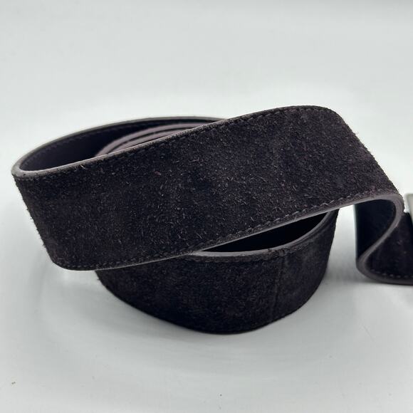 BALLY Suede D-Ring Belt Dark Plum Mauve Sz 105/42 $420 - Picture 4 of 6